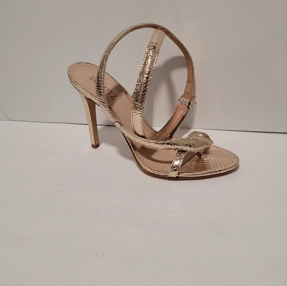 Schutz Women's courtney high metalic sn platina sandals size 9.5B.  New - Picture 10 of 12